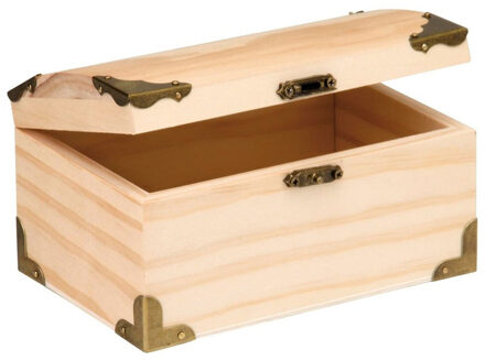 Houten kistje ronde deksel 15 x 9,5 cm - Hobby/knutselmateriaal - Houten kistjes Beige