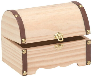 Houten kistje - ronde deksel - 18 x 13 x 13 cm - Houten opberg kistjes - Zelf schilderen Beige