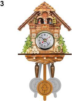 Houten Koekoek Wandklok Vogel Tijd Bell Swing Alarm Horloge Thuis Art Decor Duitsland Zwart Bos Autoswinging Koekoek Wandklok 3