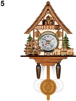 Houten Koekoek Wandklok Vogel Tijd Bell Swing Alarm Horloge Thuis Art Decor Duitsland Zwart Bos Autoswinging Koekoek Wandklok 5