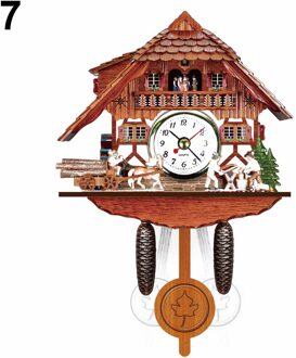 Houten Koekoek Wandklok Vogel Tijd Bell Swing Alarm Horloge Thuis Art Decor Duitsland Zwart Bos Autoswinging Koekoek Wandklok 7