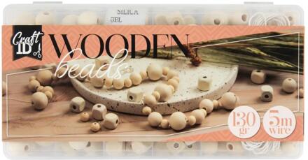 Houten kralenset met koord bruin