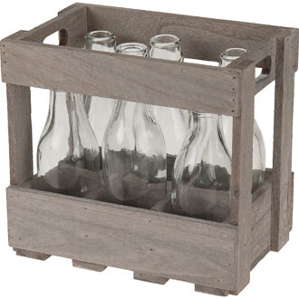 Houten Krat met 6 Flessen