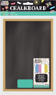 Houten krijtbord/schoolbord 20 x 16 cm met krijt en bordenwisser Multi