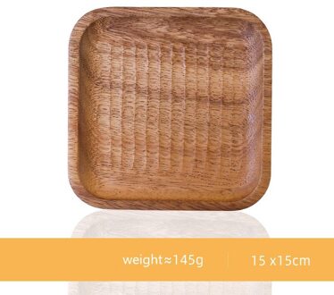 Houten Lade Salade Schotel Snack Fruitschaal Japanse Vierkante Schildpad Effen Kleur Plaat Antislip Servies Natuurlijke Hout 01