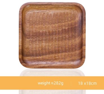 Houten Lade Salade Schotel Snack Fruitschaal Japanse Vierkante Schildpad Effen Kleur Plaat Antislip Servies Natuurlijke Hout 02