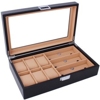 Houten/Lederen 8/10/12 Grids Display Sunglass Case Duurzaam Houder Sieraden Horloge Collection Organizer Box Container WT840100