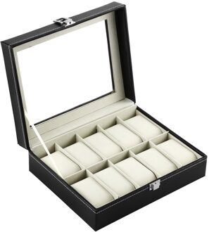 Houten/Lederen 8/10/12 Grids Horloge Display Sunglass Case Duurzaam Verpakking Houder Jewelry Collection Organizer Box CE182