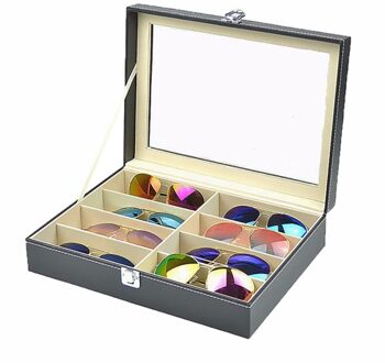 Houten/Lederen 8/10/12 Grids Horloge Display Sunglass Case Duurzaam Verpakking Houder Jewelry Collection Organizer Box YY125100