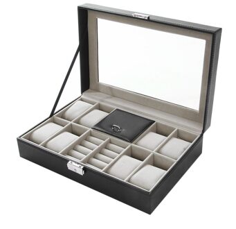 Houten/Lederen 8/10/12 Grids Horloge Display Sunglass Case Duurzaam Verpakking Houder Jewelry Collection Organizer Box ZG829200