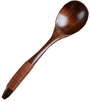Houten Lepel Bamboe Keuken Koken Gebruiksvoorwerp Tool Soep Theelepel Catering Kids Lepel Keukengerei Voor Rijst Soep Cuchara Madera bruin