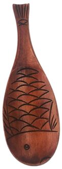 Houten Lepel Rijst Vis Vorm Natuurlijke Hout Koken Lepel Keuken Accessoires Dining Gebruiksvoorwerp (Oude Lak) Old Lacquer