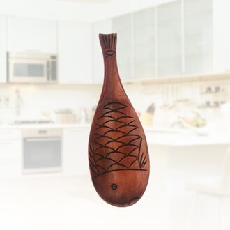 Houten Lepel Rijst Vis Vorm Natuurlijke Hout Koken Lepel Keuken Accessoires Dining Gebruiksvoorwerp (Oude Lak) Old Lacquer