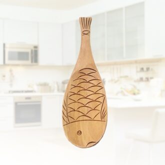 Houten Lepel Rijst Vis Vorm Natuurlijke Hout Koken Lepel Keuken Accessoires Dining Gebruiksvoorwerp (Oude Lak) Varnish
