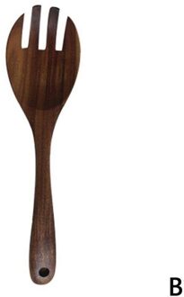 Houten Lepel Salade Vork Grote Opscheplepel Set Houten Lepel Server Salade Soep Pollepel Lange Servies Keukengerei Handvat L0H0 Zilver