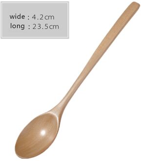 Houten Lepel Vork Bamboe Keuken Kookgerei Gereedschap Soep-Theelepel Servies Lange Steel Koffielepel Keuken Accessoires Sets wit