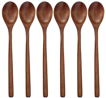 Houten Lepels, 6 Stukken Hout Soep Lepels Voor Eten Mengen Roeren, Lange Steel Lepel Keukengereedschap