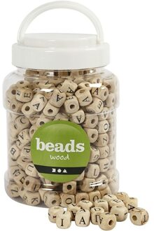 Houten letter kralen - 400x stuks - 9 mm - A-Z letters - letterkralen - sieraden maken
