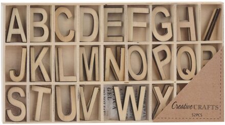 Houten letterbak met 52 letters