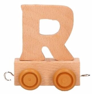 Houten Lettertrein letter R - handgemaakt - naam trein - 5 x 6 cm