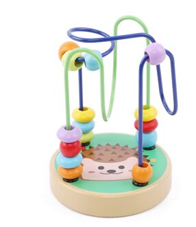 Houten Leuke Cartoon Dier Kind Puzzel Speelgoed Kinderen Kleurrijke Rond Kralen Doolhof Achtbaan Play Game Baby Educatief egel
