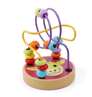 Houten Leuke Cartoon Dier Kind Puzzel Speelgoed Kinderen Kleurrijke Rond Kralen Doolhof Achtbaan Play Game Baby Educatief giraffe