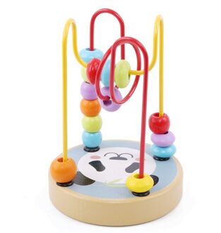 Houten Leuke Cartoon Dier Kind Puzzel Speelgoed Kinderen Kleurrijke Rond Kralen Doolhof Achtbaan Play Game Baby Educatief panda