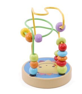 Houten Leuke Cartoon Dier Kind Puzzel Speelgoed Kinderen Kleurrijke Rond Kralen Doolhof Achtbaan Play Game Baby Educatief zonnebloem