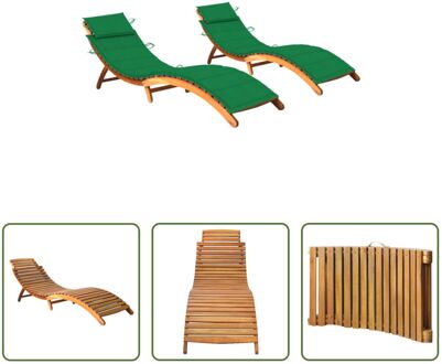 Houten Ligbed - Terras- en Tuinmeubelen - 184 x 55 x 64 cm - Massief Acaciahout Groen