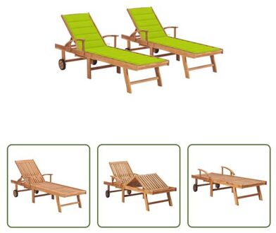 Houten Loungebed - Ligbed - 195 x 59.5 cm - Teakhout Groen