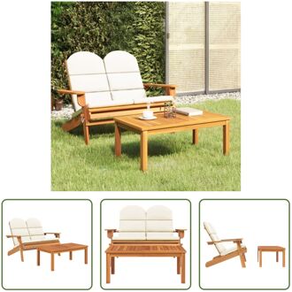 Houten Loungeset - Adirondack stijl - Tuinbank 126x84x90cm - Salontafel 90x50x36cm - Acaciahout Bruin