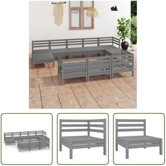 houten loungeset - grijs massief grenenhout - hoek/middenbank- 63.5 x 63.5 x 62.5 cm