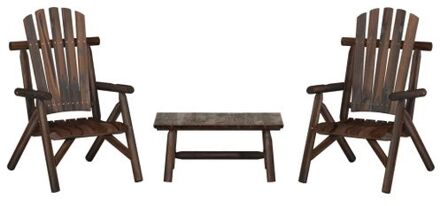 houten loungeset - massief vurenhout - tuinstoel 68x86x103cm - salontafel 90x50x41cm Bruin
