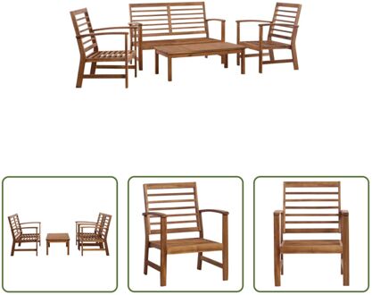 Houten Loungeset - Tuinmeubelset - Acaciahout - Olieafwerking - Tafel- 100 x 50 x 33 cm - Bank- 120 x Bruin