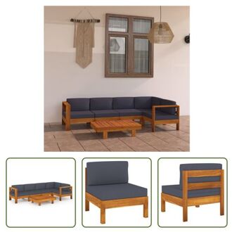 Houten Loungeset - Tuinmeubelset - Massief Acaciahout - Donkergrijs kussen - Afmeting- 100 x 60 x 25