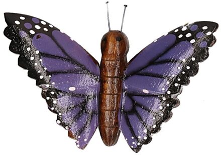 Houten magneet paarse vlinder