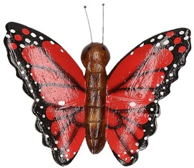 Houten magneet rode vlinder Rood
