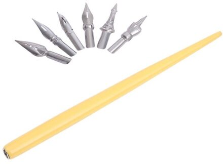 Houten Manga Comic Engels Kalligrafie Vulpen Dip Pen Met 6 Penpunten Kit Voor Belettering Schetsen Tekening 7