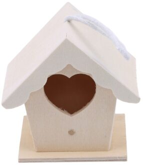 Houten Mini Vogelkooi Outdoor Opknoping Vogelhuisje Box Tuin Vogelkooien Home Yard Decoratie Vogel Producten Houten Vogel Papegaai Nest hart