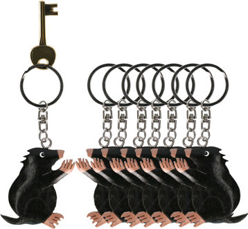 Houten mol sleutelhanger - 10x - 5 cm - Dieren cadeau artikelen - Mollen/Molletjes