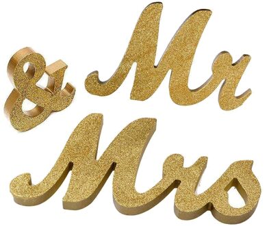 Houten Mr & Mrs Wedding Props Engels Woord Zilver Goud Rose Goud Heldere Roze Moeder Europese Meubels