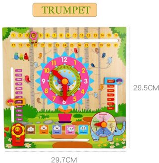 Houten Multifunctionele Kalender Klok Kinderen Engels Vroegschoolse Onderwijs Puzzel Opknoping Boord 2