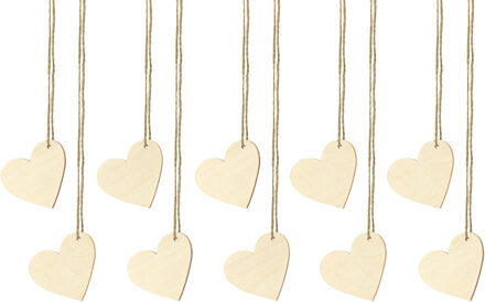 Houten Naamkaartjes In Hartvorm (10st) Geel - Beige - Creme