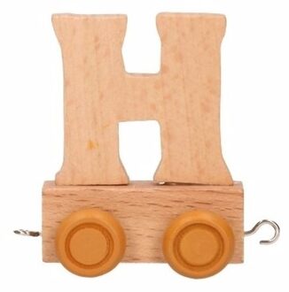 Houten namen treintje H Beige