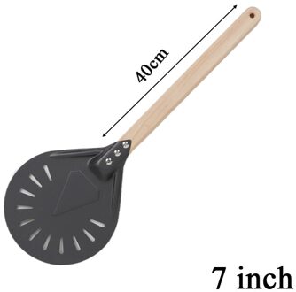 Houten Non Slip Lange Handvat 7/8/9 Inch Geperforeerde Pizza Schop Aluminium Pizza Draaien Schil Paddle Korte Ronde Bakken pizza Gereedschap zwart-7duim