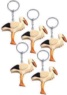 Houten ooievaar sleutelhangers 6 cm van hout - 10x stuks - Geboorte feest attenties - vogels - diere