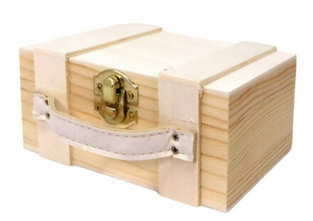 Houten opbergkistje met sluiting en hengsel - 13 x 9 x 6 cm