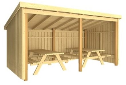 Houten Overkapping Met 2 Picknicktafels Black