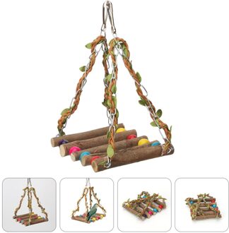 Houten Papegaai Swing Speelbal Kleurrijke Huisdier Vogel Opknoping Schommel Speelgoed Voor Kooi