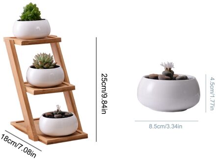 Houten Pot Stand 3 Tier Verticale Plank Bloem Display Rack Thuis Outdoor Bloempot Houder Voor Tuin Patio Balkon Slaapkamer